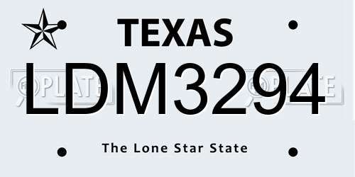 LDM3294 Texas License Plate