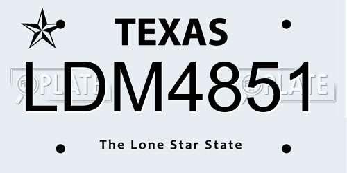 LDM4851 Texas License Plate