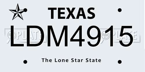 LDM4915 Texas License Plate