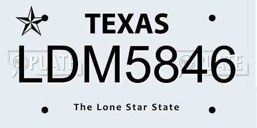 LDM5846 Texas License Plate
