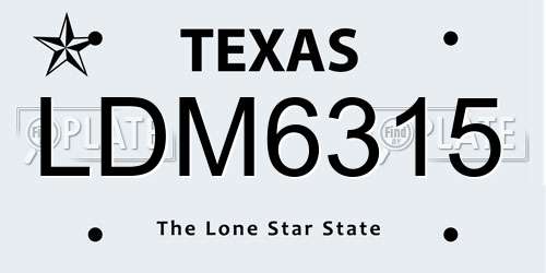 LDM6315 Texas License Plate