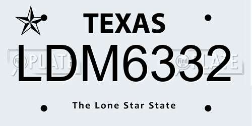 LDM6332 Texas License Plate