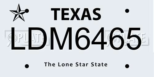 LDM6465 Texas License Plate