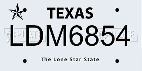 LDM6854 Texas License Plate