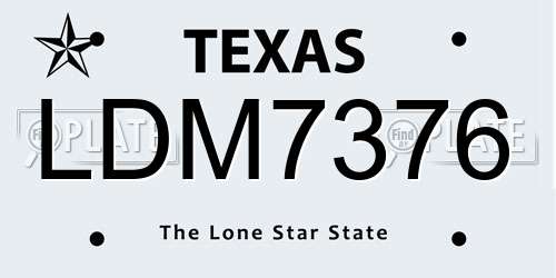 LDM7376 Texas License Plate