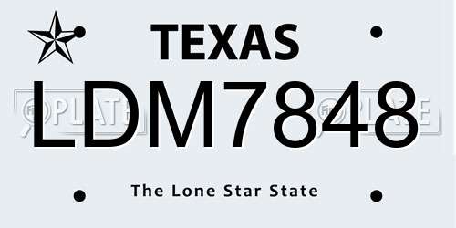 LDM7848 Texas License Plate