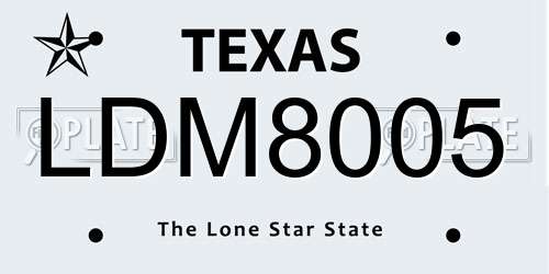 LDM8005 Texas License Plate