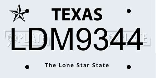 LDM9344 Texas License Plate