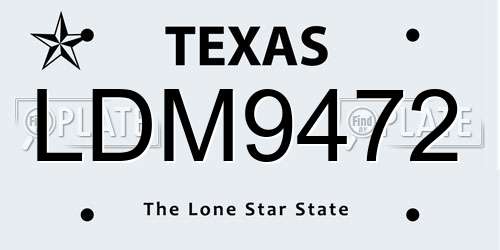 LDM9472 Texas License Plate