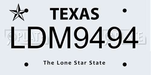 LDM9494 Texas License Plate