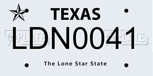 LDN0041 Texas License Plate