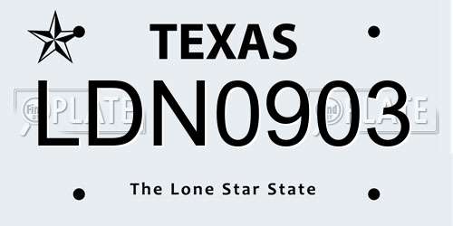 LDN0903 Texas License Plate
