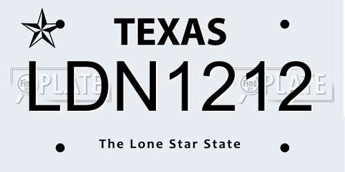 LDN1212 Texas License Plate
