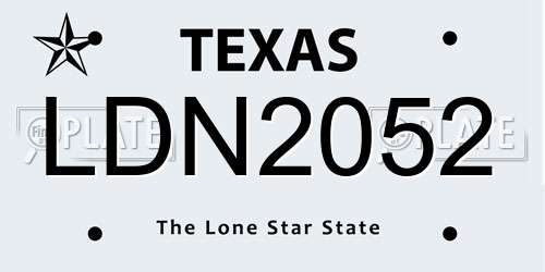LDN2052 Texas License Plate