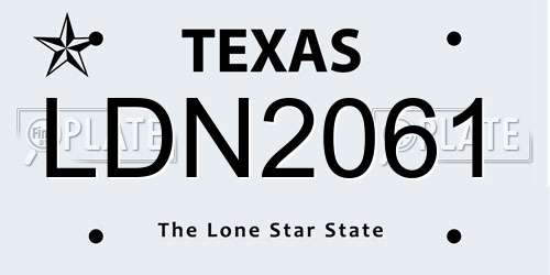 LDN2061 Texas License Plate