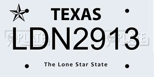LDN2913 Texas License Plate