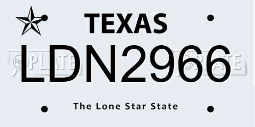 LDN2966 Texas License Plate