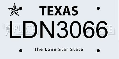 LDN3066 Texas License Plate