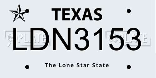 LDN3153 Texas License Plate