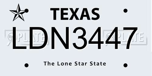 LDN3447 Texas License Plate