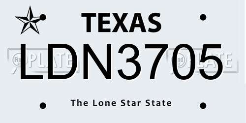 LDN3705 Texas License Plate