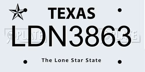 LDN3863 Texas License Plate