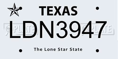 LDN3947 Texas License Plate