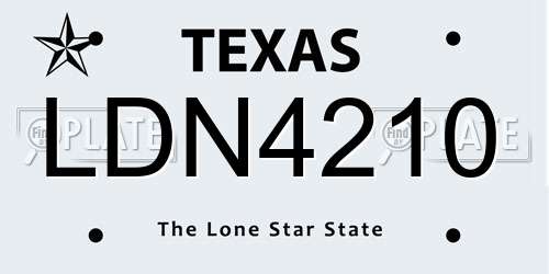 LDN4210 Texas License Plate