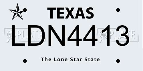 LDN4413 Texas License Plate
