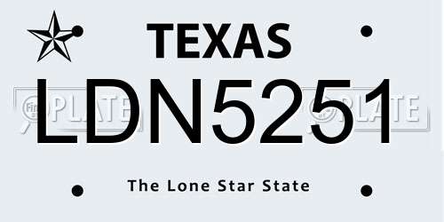 LDN5251 Texas License Plate