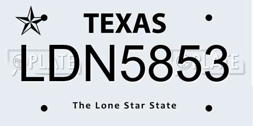 LDN5853 Texas License Plate