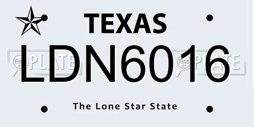 LDN6016 Texas License Plate