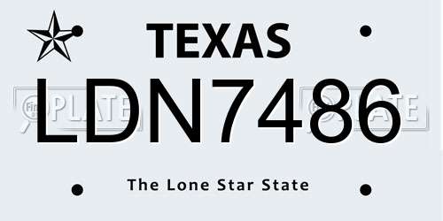 LDN7486 Texas License Plate