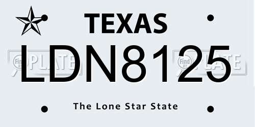 LDN8125 Texas License Plate