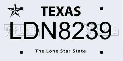 LDN8239 Texas License Plate