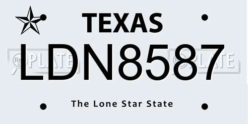 LDN8587 Texas License Plate