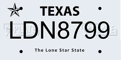 LDN8799 Texas License Plate