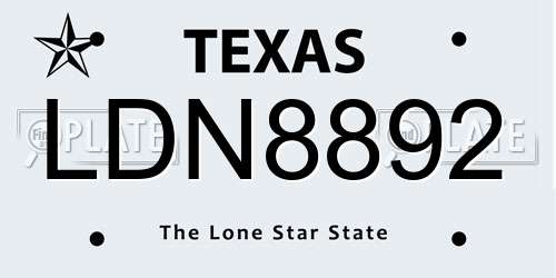 LDN8892 Texas License Plate