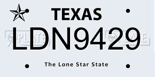 LDN9429 Texas License Plate