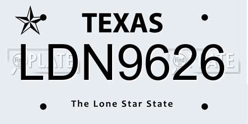 LDN9626 Texas License Plate