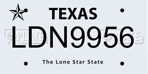 LDN9956 Texas License Plate
