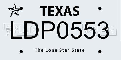 LDP0553 Texas License Plate