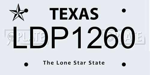 LDP1260 Texas License Plate