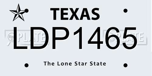 LDP1465 Texas License Plate