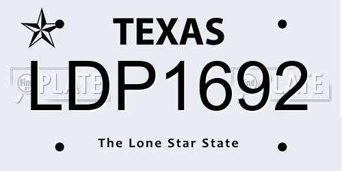 LDP1692 Texas License Plate
