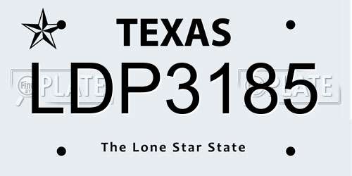 LDP3185 Texas License Plate