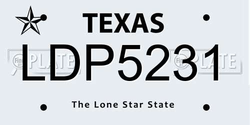 LDP5231 Texas License Plate