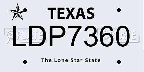 LDP7360 Texas License Plate