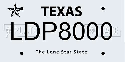 LDP8000 Texas License Plate