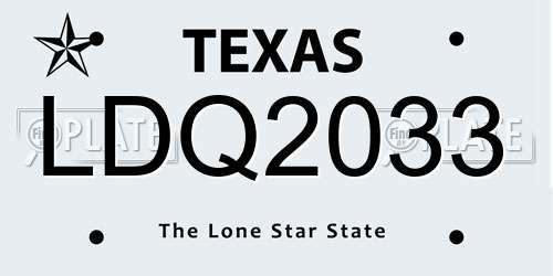 LDQ2033 Texas License Plate